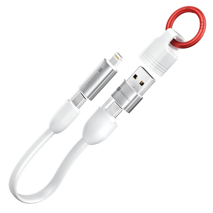 A multi connector cable for all devices that's easy to carry and has a clip